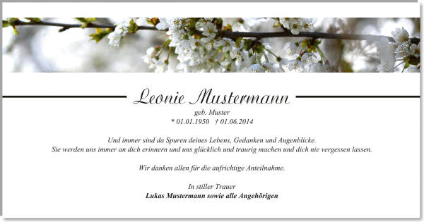  Danksagungskarten Trauer