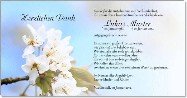  Danksagungskarten Trauer
