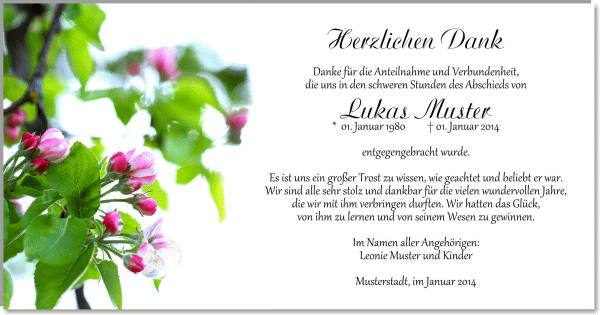  Danksagungskarten Trauer
