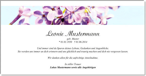 Danksagungskarten Trauer