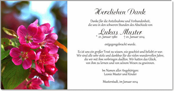  Danksagungskarten Trauer