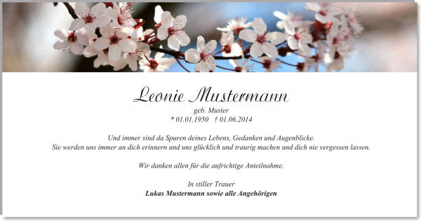  Danksagungskarten Trauer
